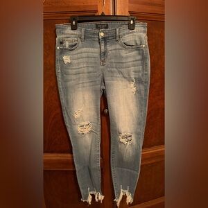 Judy Blue Distressed Light Wash Jeans Shredded Hem 13/31